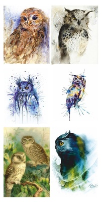 Картинки от ТМ Евгения Курдибановская - Совы. Размер 15х30 см, 001026