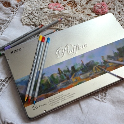 Карандаши акварельные, 36 цветов, шестигранные, в металлическом пенале, Marco Raffine