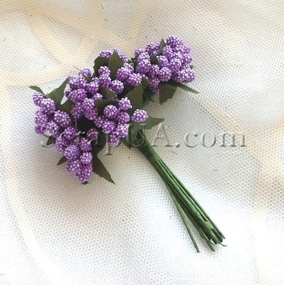 Веточки с маленькими ягодками, цвет фиолетовый, 1 пучок из 12 штук