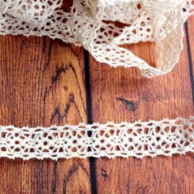 Кружево Плетеное, х/б, цвет бежевый, ширина 15 мм, 90 см