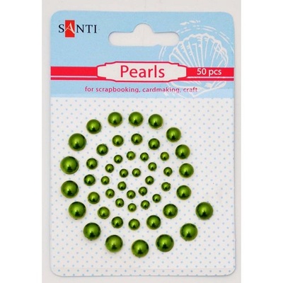 Набор жемчужин самоклеющихся зеленых радужных, 50 шт, ТМ Santi
