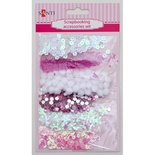 Набор декоративных украшений для скрапбукинга TM Santi, 6 видов, бело-розовый