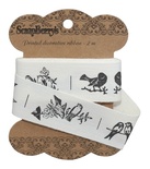 Лента отрезная от Scrapberry's -Птицы, 25мм, 2м, хлопок