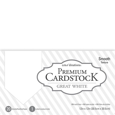 Набір кардстоку DCWV Core'dinations Value Pack Smooth Cardstock, Great White, 30x30 см, 20 аркушів, білий