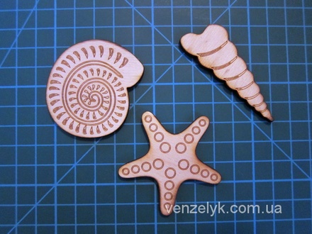 Деревʼяні прикраси від Вензелик - Набір "Спогади про море", фанера товщиною 4 мм