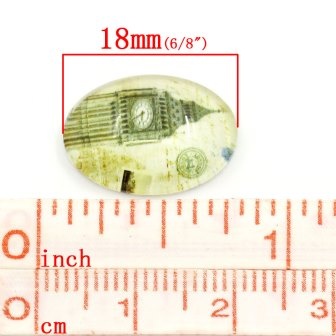 Скляний кабашон "Лондон, Tower", 13x18мм, 1 шт.