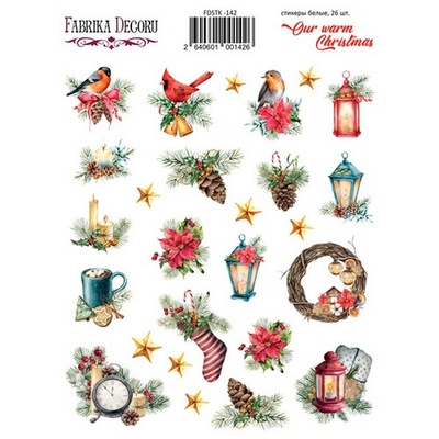 Набір наліпок (стікерів) 26 шт. Our warm Christmas 142, ТМ Фабрика Декору