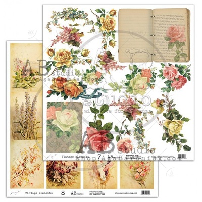 Аркуш скрап-паперу ABstudio - Vintage elements 7/8