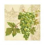 Серветка "Виноградне гроно", колір фону: кремовий, розмір: 33x33 см, 20 шт.