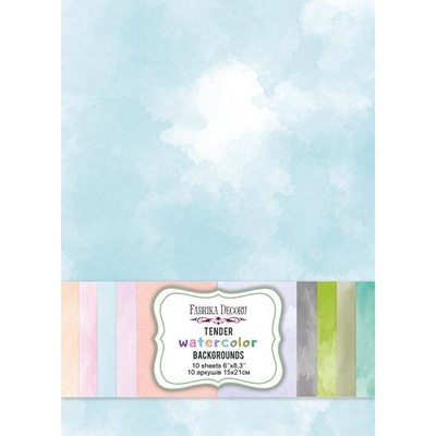 Набір скрап-паперу Tender watercolor backgrounds 15x21 см, 10 аркушiв