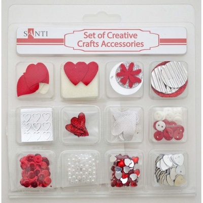 Набор декоративных украшений для скрапбукинга TM Santi, 12 видов, красный