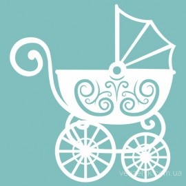 Чипборд от Вензелик - Коляска, винтаж, маленькая, размер: 50х52мм