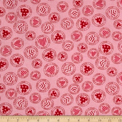 Тканина 100% бавовна - Сердечки в кружечках на рожевому, 45x55см