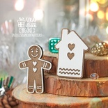 Деревʼяна фішка ScrapBox - Дерев’яна фішка пряничний чоловічок з будиночком Fl-015