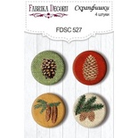 Скрап-фішки набір 4шт. Winter botanical diary 527, ТМ Фабрика Декору