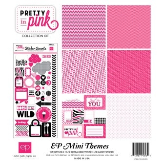 Міні-набір паперу від Echo Park - Pretty in Pink, Mini 6+1 аркушів, 30x30 см, Echo0