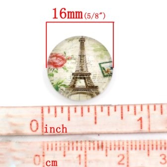 Скляний кабашон "Париж Ейфелева Башта", 16мм, 1 шт.