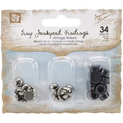 Набор металлических украшений Prima Marketing - Junkyard Findings Metals Trinkets - Screw Heads, 34 шт.