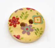 Деревʼяна ґудзик Flower B12759, діаметр 15 мм, 1 шт.