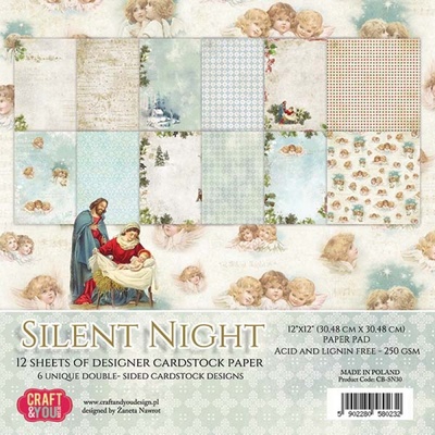 Набор плотной скрапбумаги от Craft & You Design - Silent Night, 30x30 см, 12 шт, 250 гр/м3