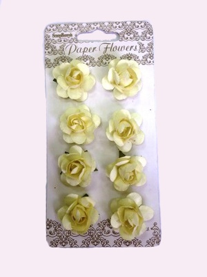 Розочки  от ScrapBerry's - кремовые, 8 шт, диаметр цветочка 2см