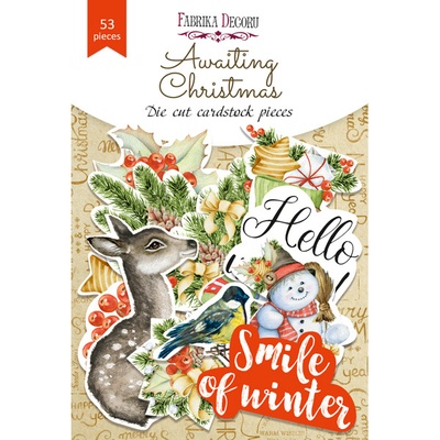 Набір висічок для скрапбукінгу, колекція Awaiting Christmas, 53шт., ТМ Фабрика Декору