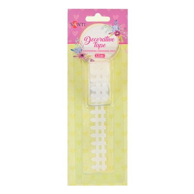 Стрічка фігурна самоклейна паперова, "Огорожа", біла, 1.5 м, ТМ Santi