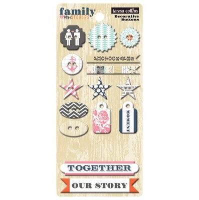 Ґудзики Teresa Collins Designs - Family Stories - Chipboard Buttons