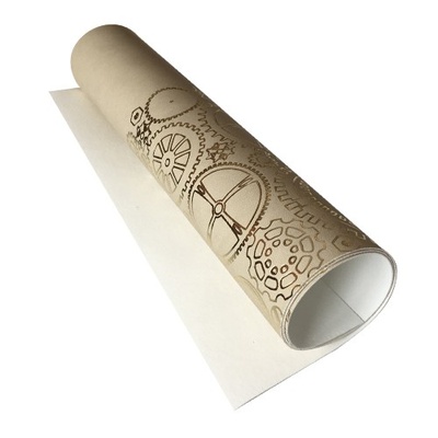 Відріз екошкіри з тисненням золотою фольгою Golden Gears Beige 50x25см, ТМ Фабрика Декору