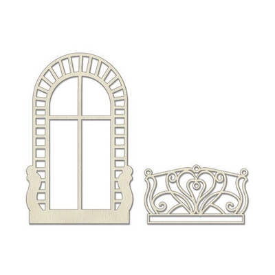 3D - чіпборд Арочне вікно 10x15см 573, колір молочний, ТМ Фабрика Декору