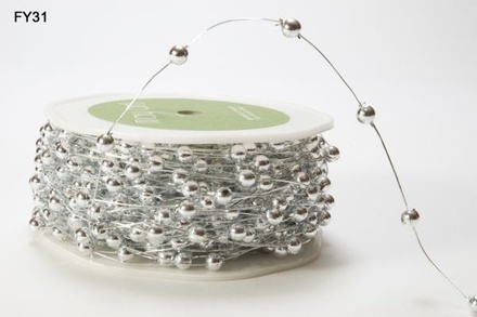 Нить с бусинками, цвет серебро, размер: 4,8 мм, длина 90 см