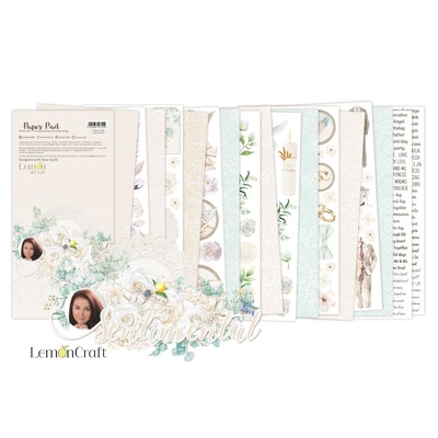 Набір паперу для скрапбукінгу Lemoncraft - Sentimental, 15.2х30.5 см, елементи для вирізання