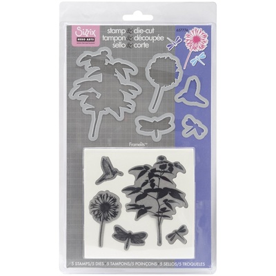Лезвия и штампы - Sizzix - Framelits Die Set 5PK w/Stamp - Fern, 5 шт.