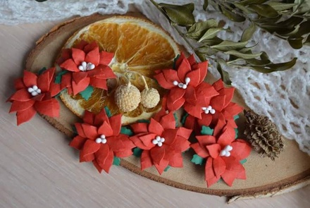 Набор цветов от WOODchic - Пуансеттия 102  от WOODchic