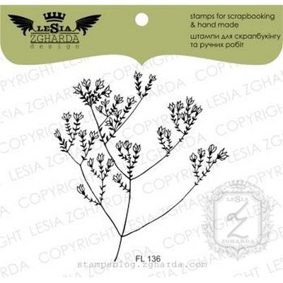 Акриловый штамп Lesia Zgharda FL136 Веточка травы с цветком