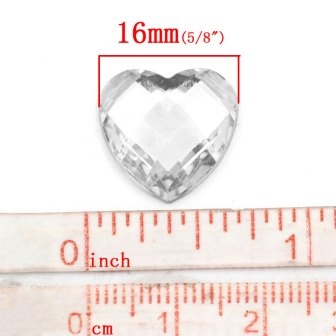 Акрилова прикраса "Серце", 17*16мм, колір білий, 5 ш.