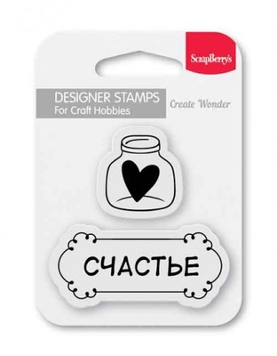 Набір штампів від ScrapBerryʼs - щастя (рос), 7x7 см