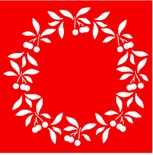 Трафарет - Венок вишня, 18*18см