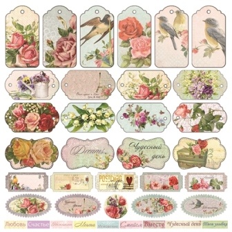 Лист бумаги для скрапбукинга 30,5х30,5 см 180 гр/м, односторонний, Французское путешествие - Карточки