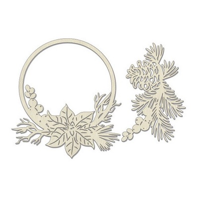 Набір чіпбордів Рамка Пуансетія 768, 10x15см, колір молочний, ТМ Фабрика Декору