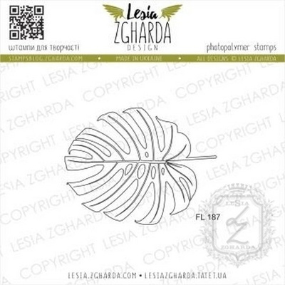 Акриловый штамп Lesia Zgharda Листок Монстери - контур FL187, 5,3*4,1см