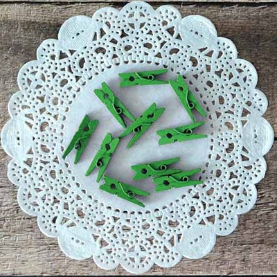 Деревʼяні Прищіпки від ScrapBerryʼs, колір зелений, 2,5см, 10 см