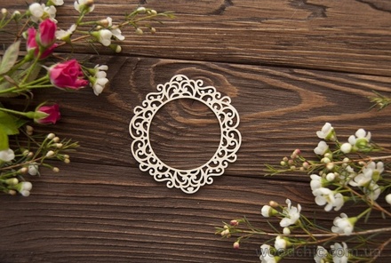 Чипборд від WOODchic - "Рамка візерункова круг", 6.5x7 см