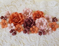 Набір квітів з тканини (18 шт.), гарбузовий, 2,5 см - 5 см