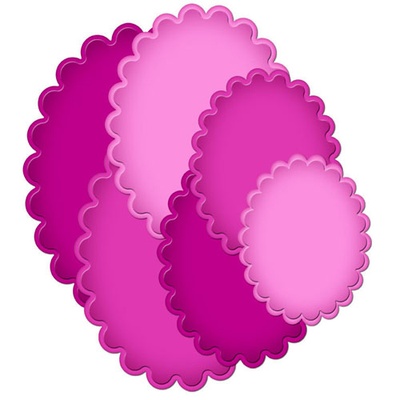 Ножи от Spellbinders - Grand Scalloped Ovals, 6 шт., размеры от 9,2 x 11,7 до 16,5 x 20,9см