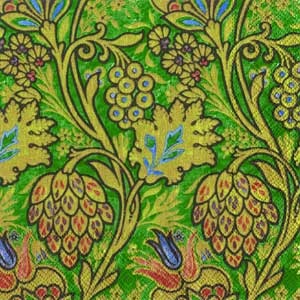 Серветка для декупажу "Райські кольори: візерунки" зелений, колір фону: аквамарин, розмір: 33x33 см