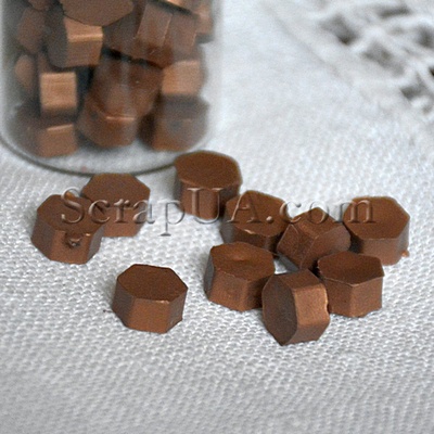 Воск для сургучной печати, цвет бронза коричневая, 8х8х4 мм, 1 штука