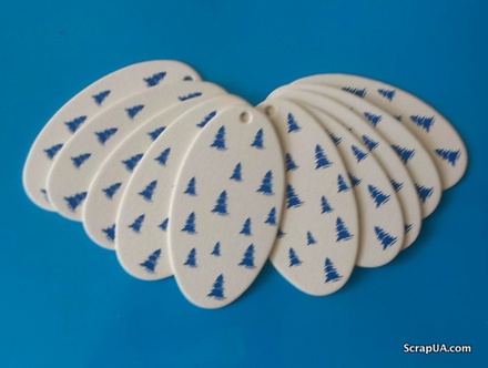 Набір тегів з пивного картону з блакитним принтом "Сніжини", 10 штук, 85x45x1,5м