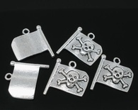 Металева прикраса "Піратський прапор", срібло, розмір 20x17 мм, 1 шт.