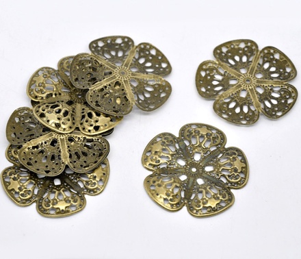 Металлическое украшение "Цветок", 48мм x 48мм, античная бронза, 1 шт.